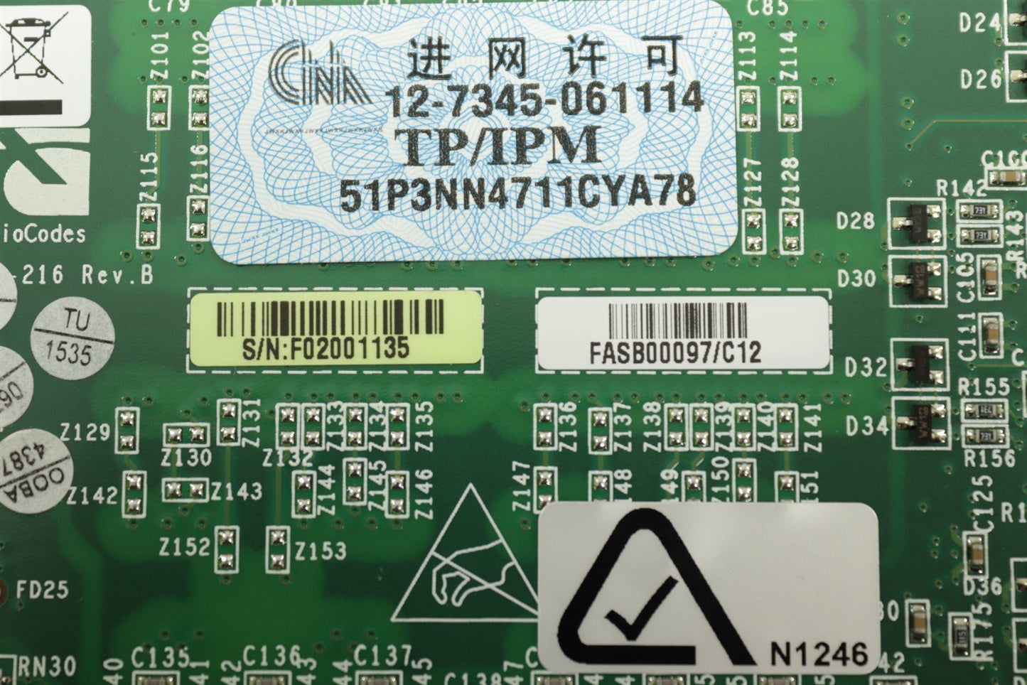 AudioCodes 1610 Series TP1610B/120/4Span cPCI Module FASB00097 CD02-0710JP