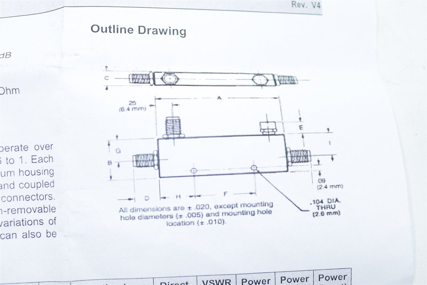 Macom 2026-6012-20 Directional Coupler Ultra-Broadband 0.5-18 GHz 20dB Wideband