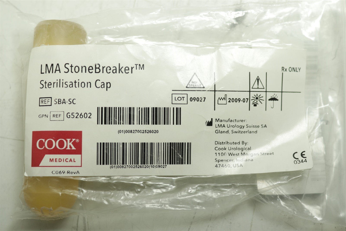 Cook Medical Stonebreaker Pneumatic Lithotripter + Probe Cap + Sterilisation Cap
