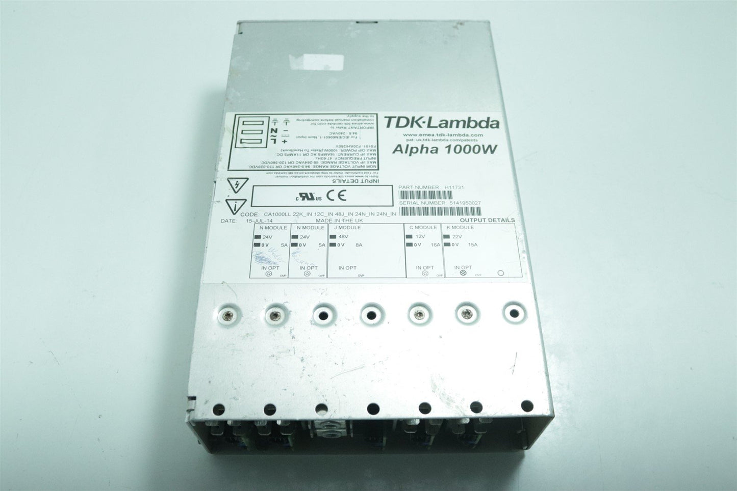 Kornit TDK-Lambda 1000W Switching Power Supplies H10342 ±18V 5A ±20V 5A 24V 25A