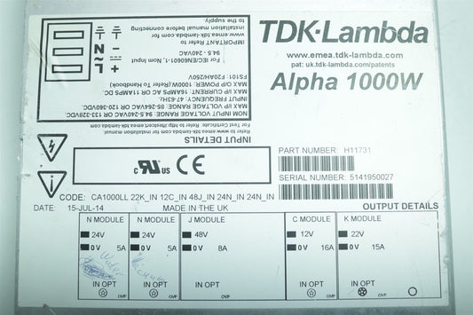 Kornit TDK-Lambda 1000W Switching Power Supplies H10342 ±18V 5A ±20V 5A 24V 25A