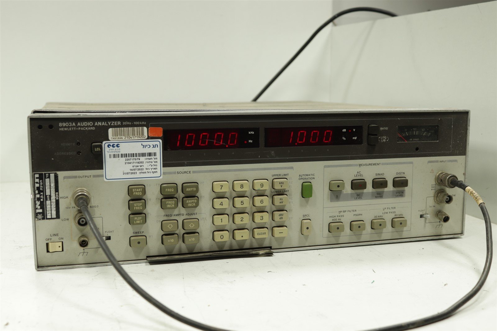 HP Agilent 8903B Audio Analyzer 20Hz - 100kHz Partially Tested Good Co ...