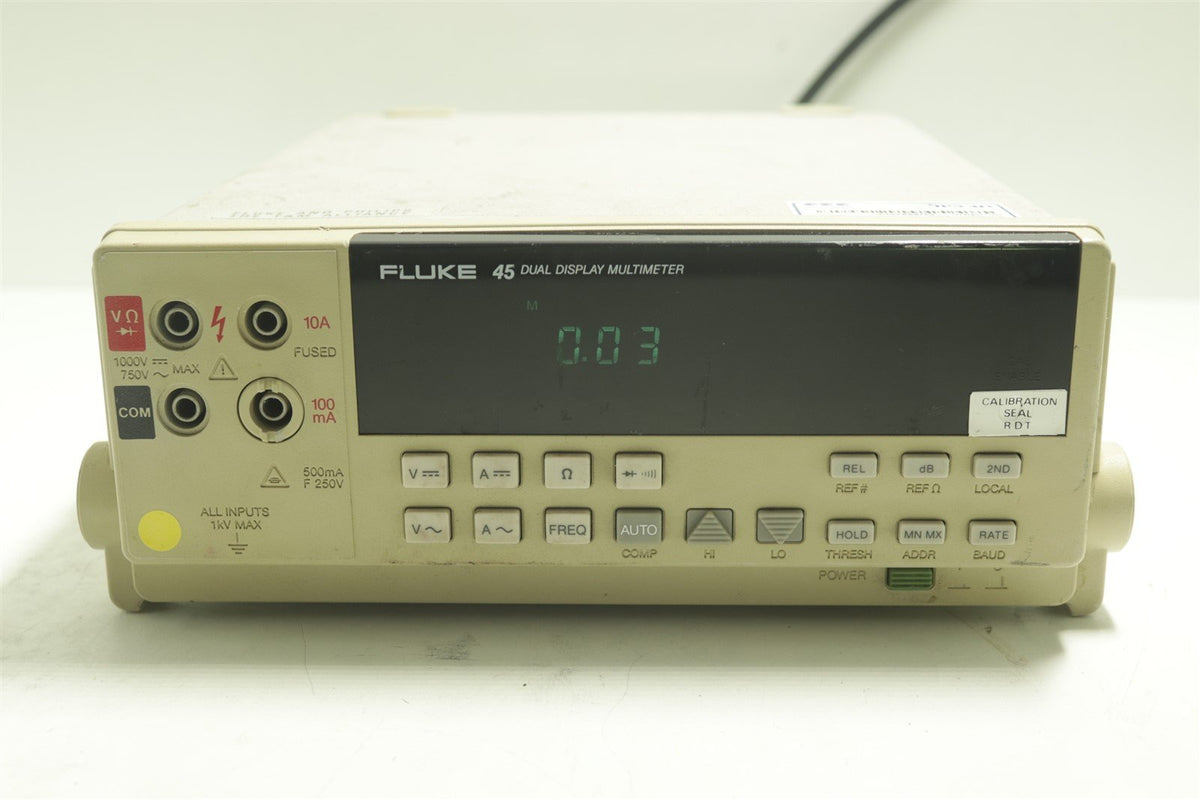 Fluke 45 DMM Dual display Multimeter Volts/Ohms/Amps Calibrated till 2 ...