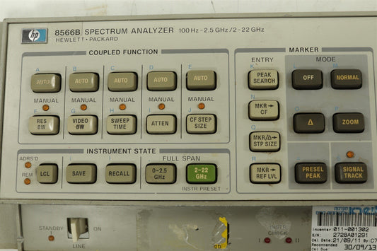 HP 8566B Spectrum Analyzer 100Hz-2.5GHz/2-22GHz Front Panel Assy