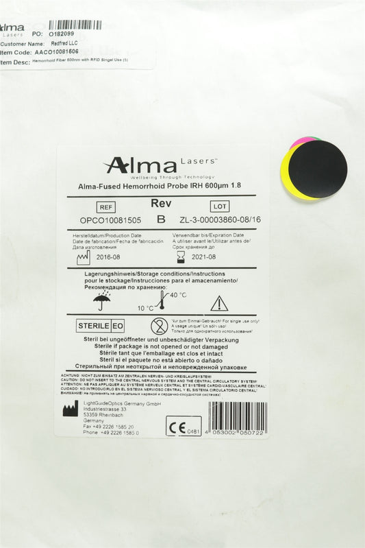 NEW Alma Lasers Fused Hemorrhoid Probe IRH 600µm 1.8