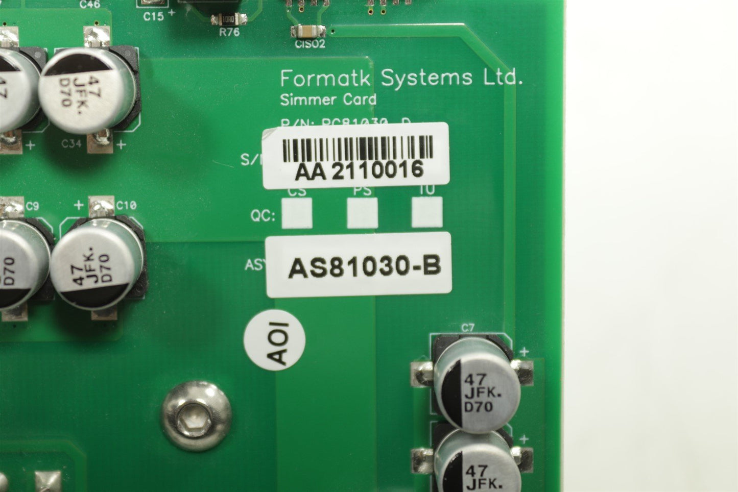 Formatk Systems Ltd Simmer Card AS81030-B