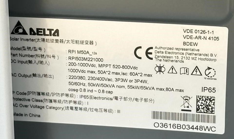 Delta RPI M50A Commercial Inverter 50 KW Solar On Grid Inverter RPI503 ...
