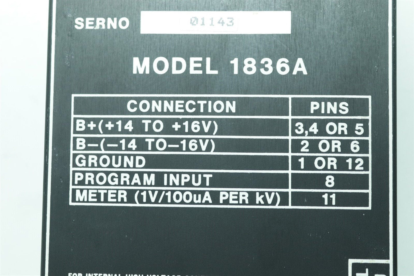 Bertan PMT PhotoMultiplier High Voltage Power Supply 0--1kV 1836A +/-14 +/-16