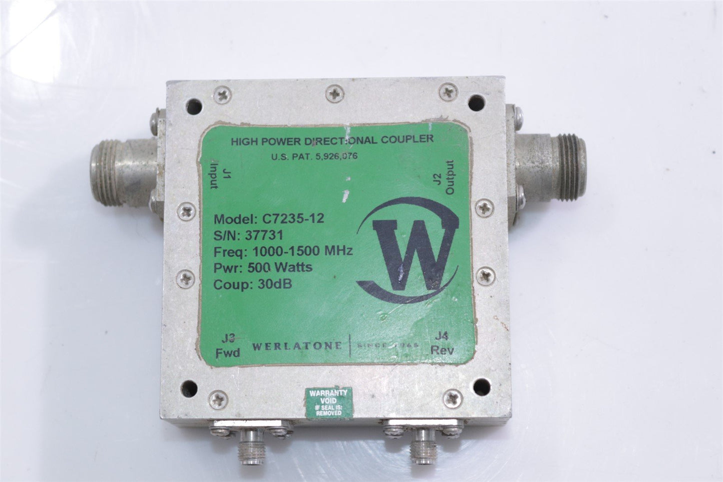 Werlatone C7235-12 RF High Power Directional Coupler 1-1.5GHz 30dB 500W