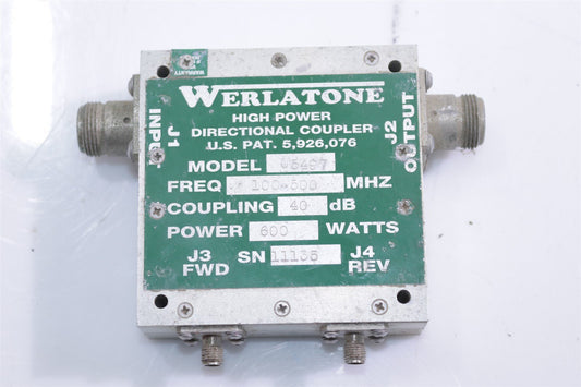 Werlatone C5497 RF High Power Dual Directional Coupler 100-500MHz 40dB 600W