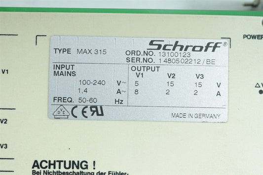 Schroff MAX 315 13100123 100-240V 1.4A 50-60Hz