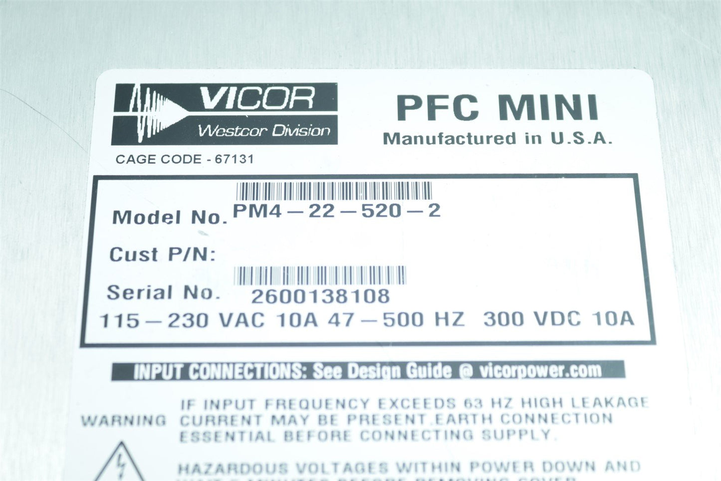 Victor PFC Mini Corrected AC-DC Switcher Power Supply PM4-22-520-2