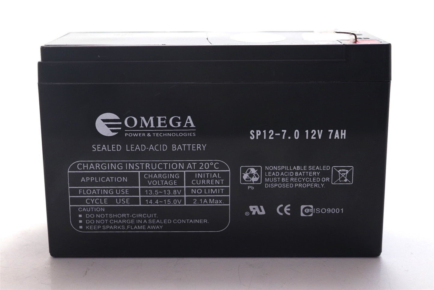 Omega 12V7AH SP12-7.0 12V 7AH Sealed Lead-Acid Battery