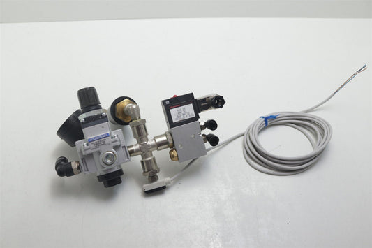 Koganei Input Pressure Pneumatics Assy w/ Pressure Switch & Pressure Regulator