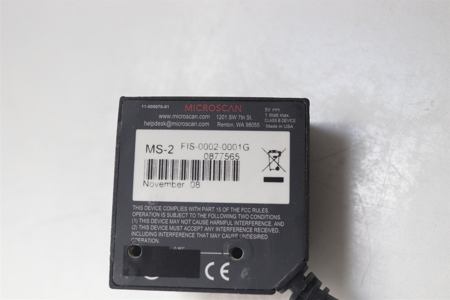 Microscan MS-2 Fixed Mount Scanner FIS-0002-0001G w/15-pin Cable