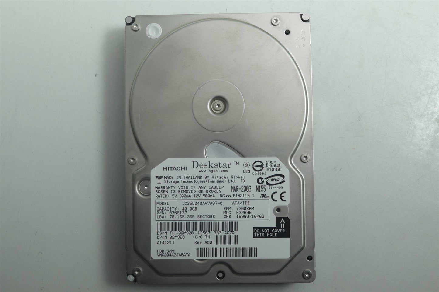 Hitachi Deskstar Hard Disk 41GB 7200RPM 3.5" IDE