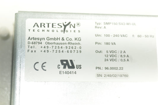 Zeiss Axioplan 2 Imaging Artesyn SMP150/ SV2-WI-UL Rev A 96.0002.22 Power Supply