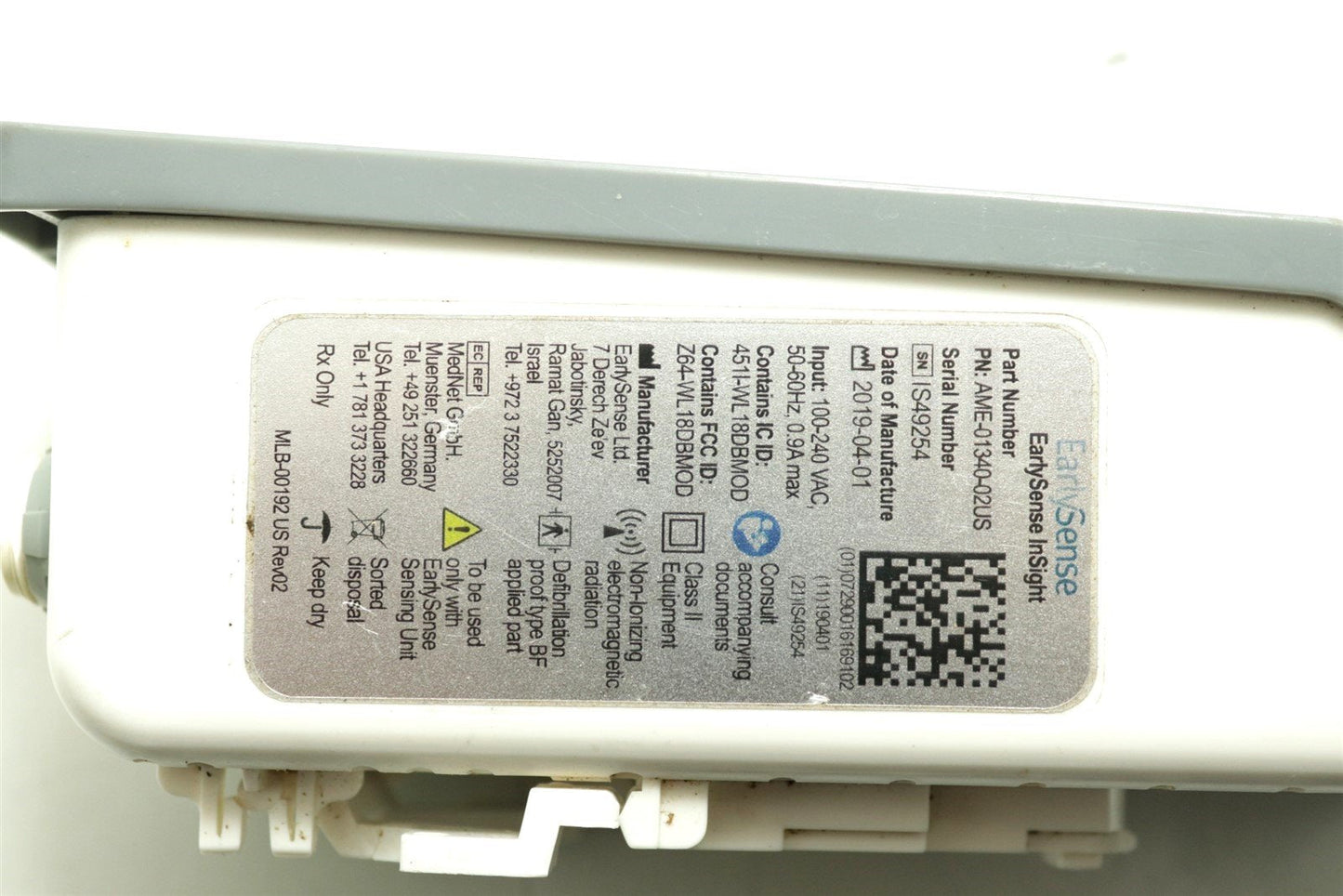 EarlySense Insight AME-01340-02US Pulse Oximeter