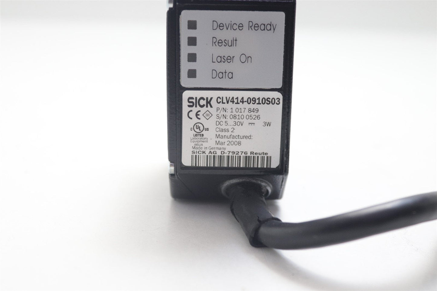 Sick CLV414-0910S03 Barcoad Scanner 1017849 30V 3W w/15-pin Cable