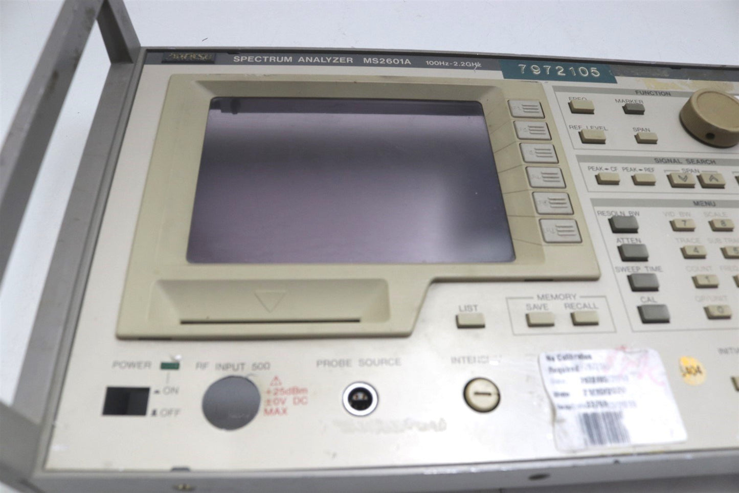 Anritsu MS2601 Series Spectrum Analyzer 100Hz to 2.2GHz Front Panel
