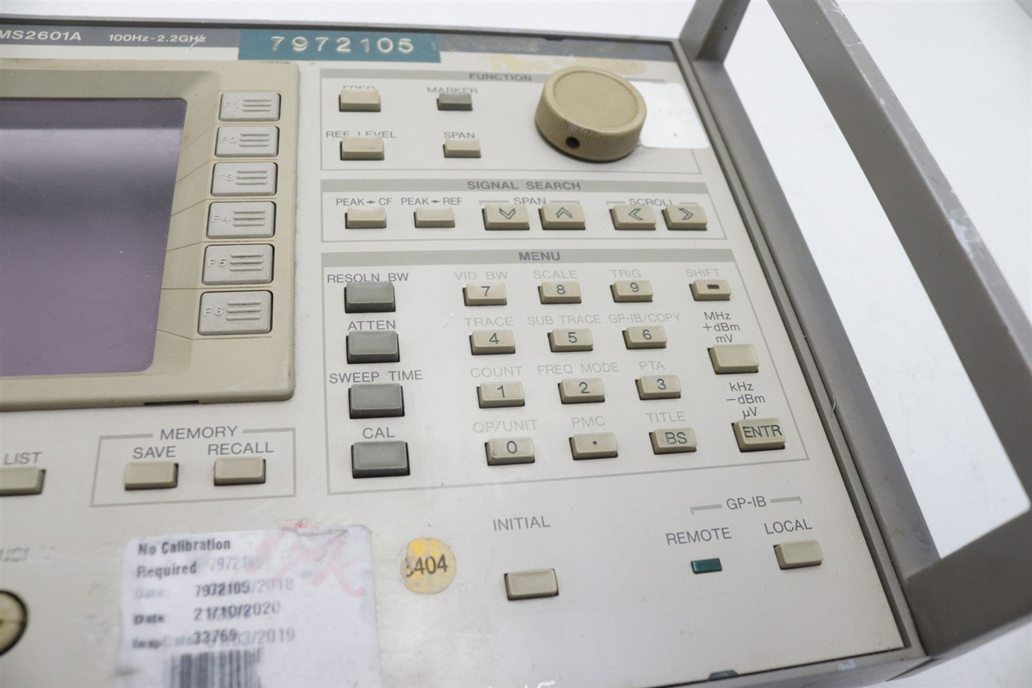Anritsu MS2601 Series Spectrum Analyzer 100Hz to 2.2GHz Front Panel