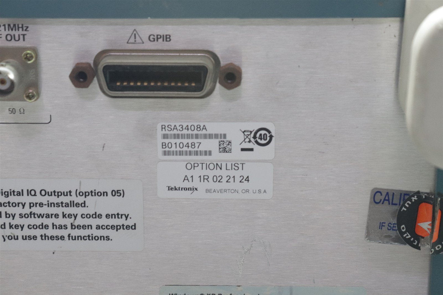 Tektronix RSA-3408A Real Time Spectrum Analyzer 8GHz Opts A1/1R/02/21/24