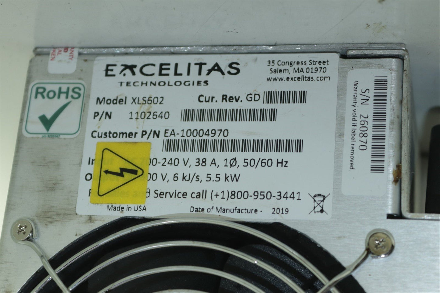 Lumenis Excelitas VersaPulse Moses 120H EA-10004970 XLS602 1102640 3M Warrenty