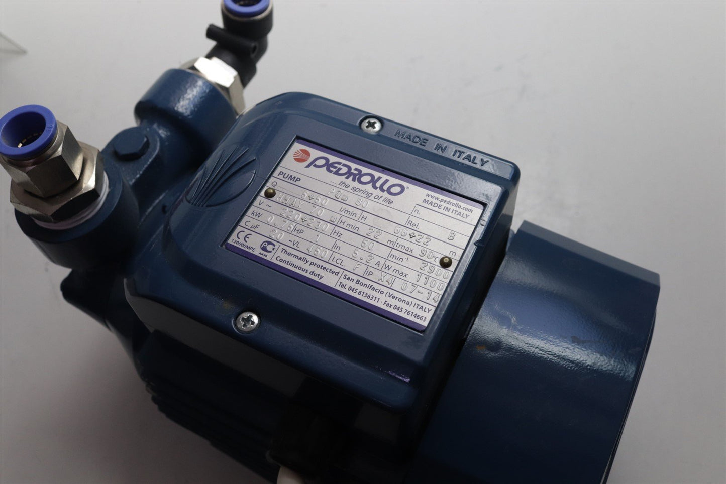 Pedrollo PQm 80 Electric Pump w/ Peripheral Impeller 50L/min 0.75Kw 1HP 1100W
