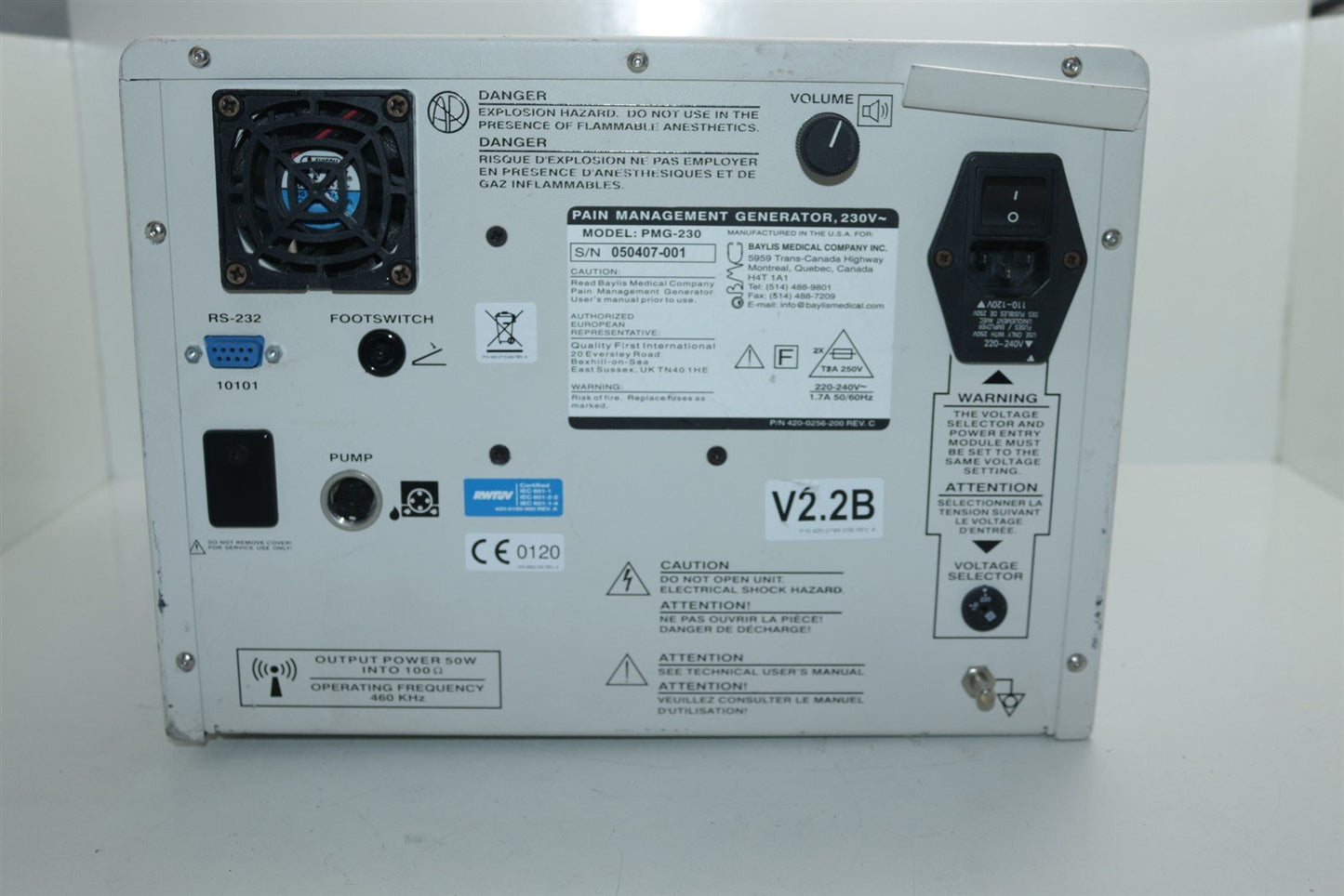 Baylis Medical Company PMG-230 Pain Management Generator