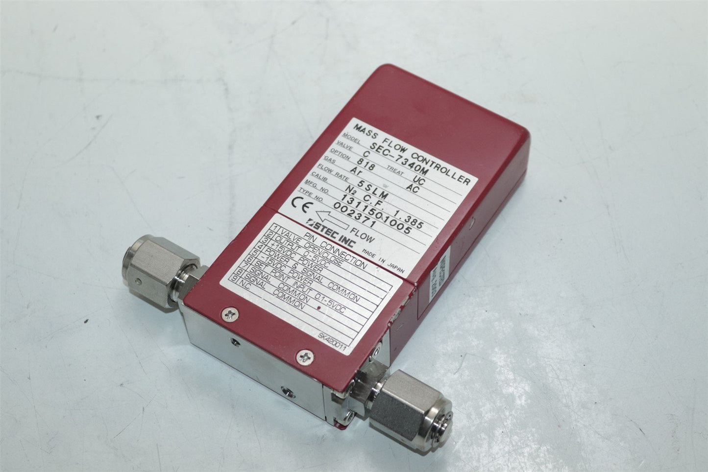 STEC SEC-7340M MFC Mass Flow Controller OPT 818 5SLM