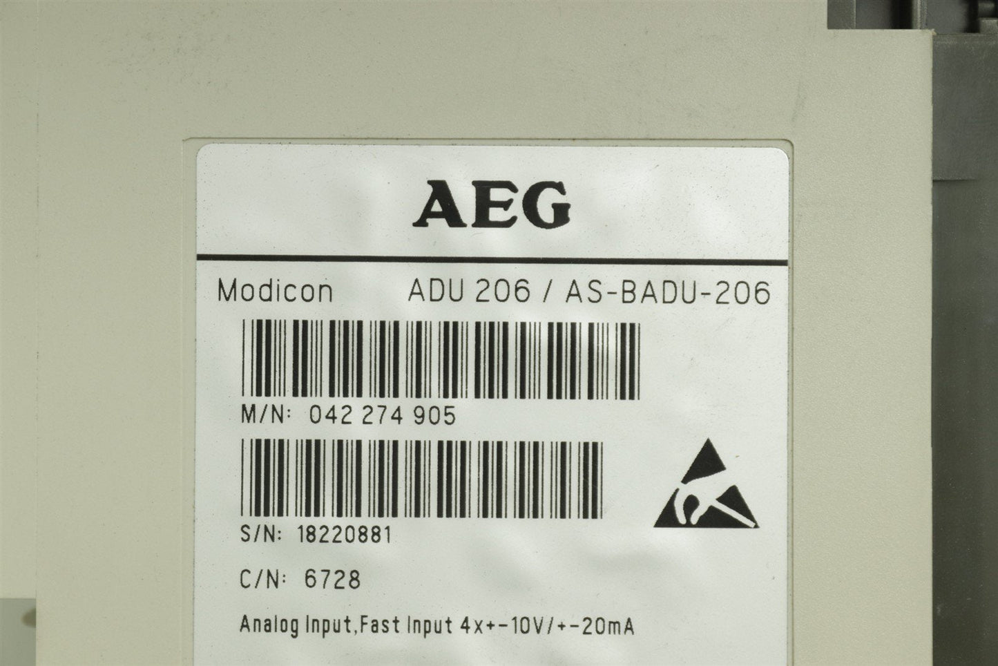 AEG Modicon ADU-206 Analog Input Module AS-BADU-206 042-274-905
