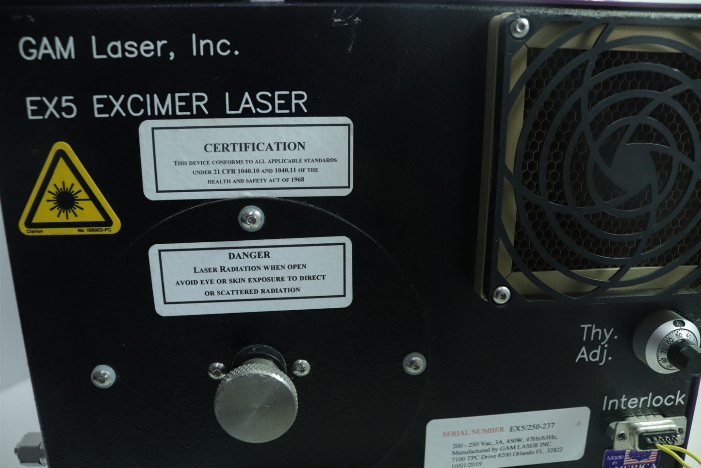 Gam Laser INC EX5 Excimer Laser FOR PARTS