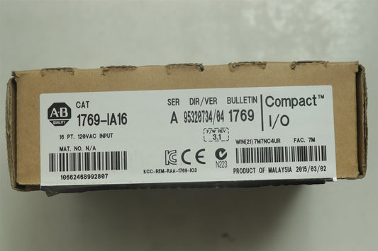 NEW Allen Bradley 1769-IA16 CompactLogix 16 Point 120VAC Input 1769IA16