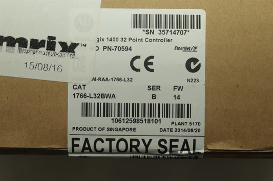 NEW Allen Bradley 1766-L32BWA MicroLogix 1400 32 Point Controller