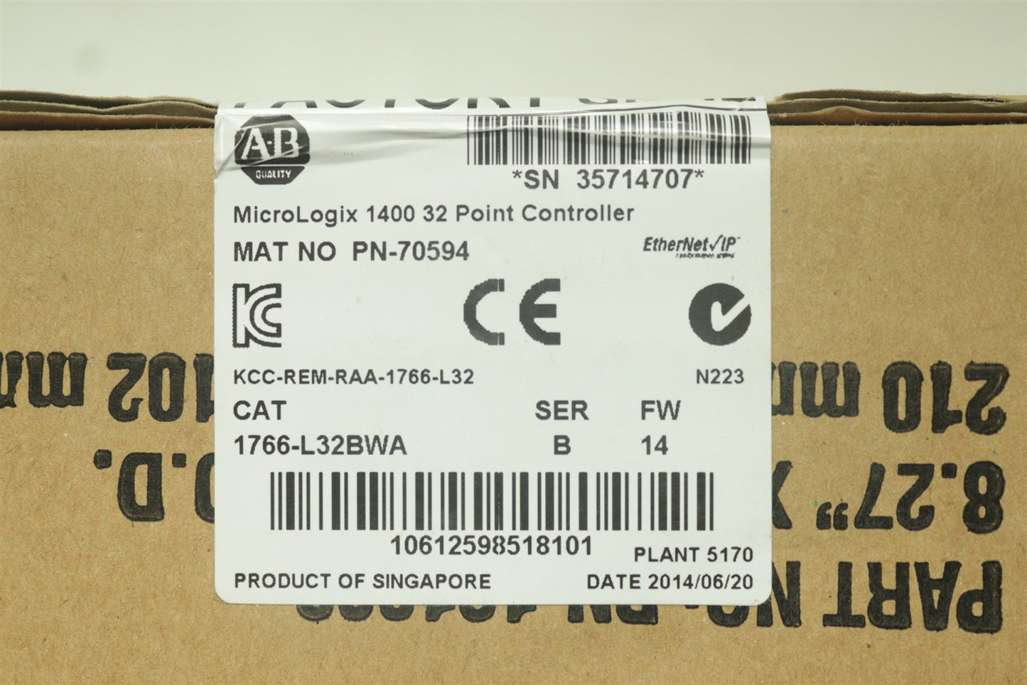 NEW Allen Bradley 1766-L32BWA MicroLogix 1400 32 Point Controller