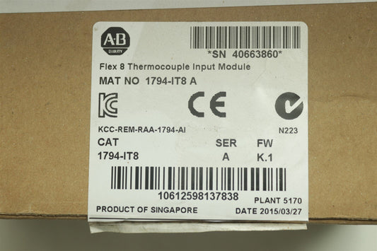 NEW Allen Bradley 1794-IT8 Flex 8 Thermocouple Input Module