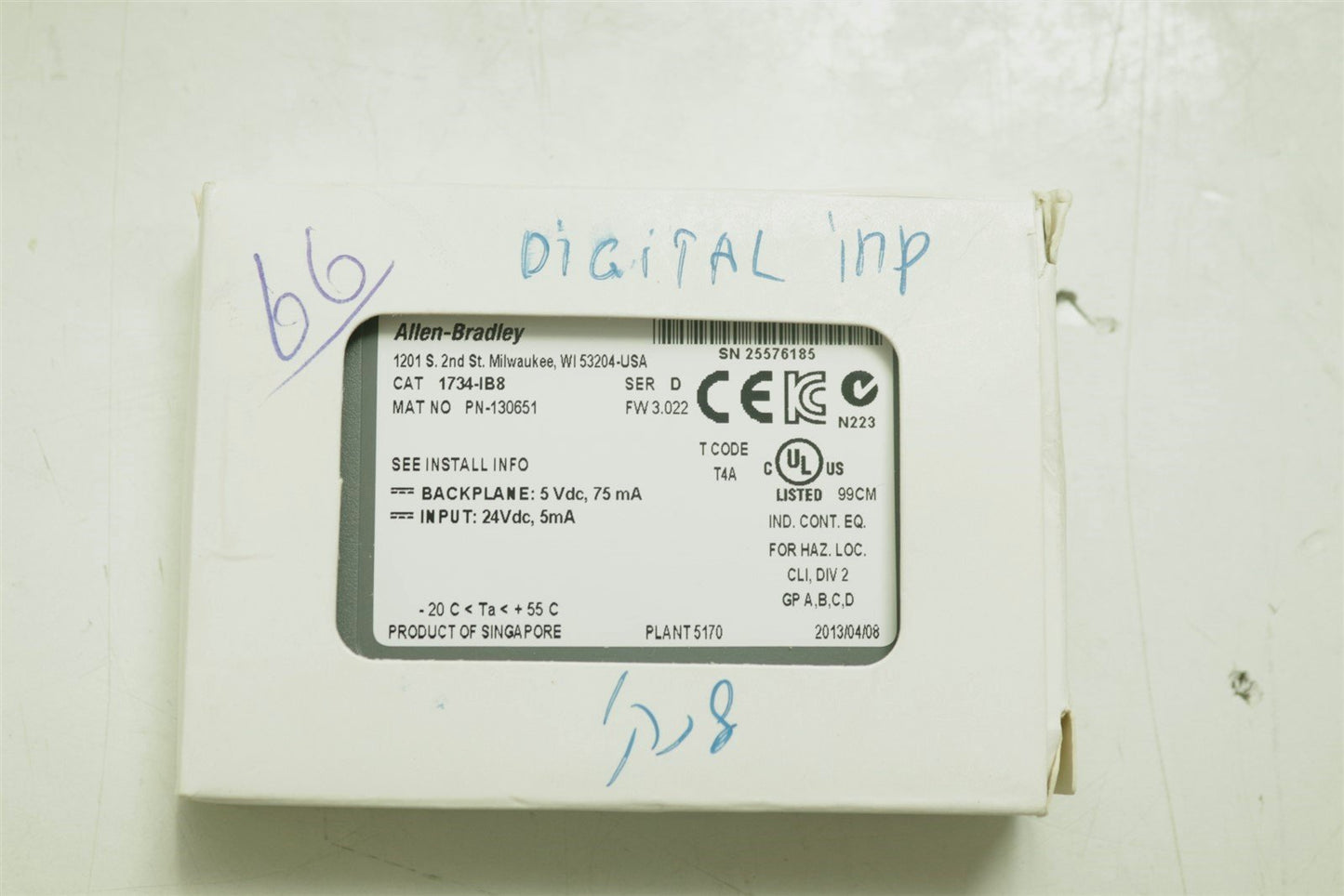 NEW Allen Bradley 1734-IB8 Safety Sinking Input Module 1734IB8