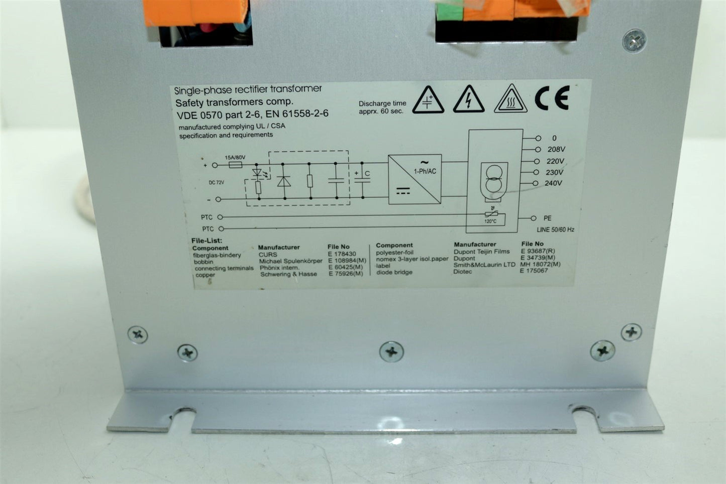 LinMot T01-72/420-1ph Phase Rectifier Transformer 0150-1859