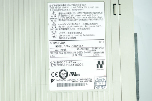 Yaskawa SERVOPACK SGDV-3R8A15A 230V 400W Kornit 3ph Servo Motor driver