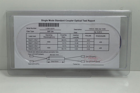 AFW Technologies Single Mode Standard Coupler SMF-28e w/ Optical Test Report