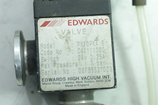 Edwards Valve Vacuum Valve PV10PKA B 7.0 Bar