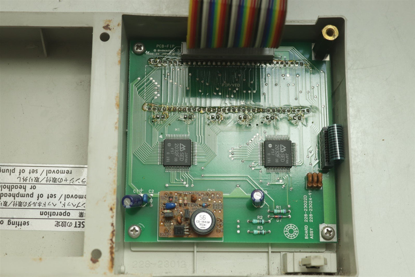 Shimadzu LC-10AT Front Panel + PCB 228-23022D ASSY 228-23024-91