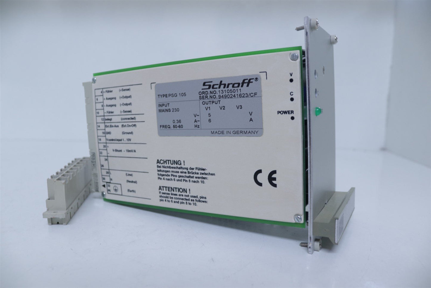 Schroff PSG 105/ 13105011 Power Supply AC/DC Linear Regulator W/ Connector