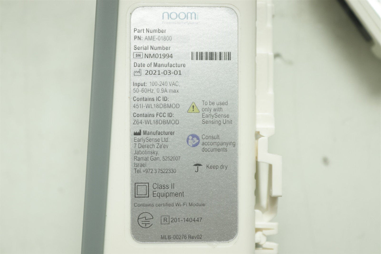 EarlySense Noomi Wellness Solution, Device + Cradle + Sensor