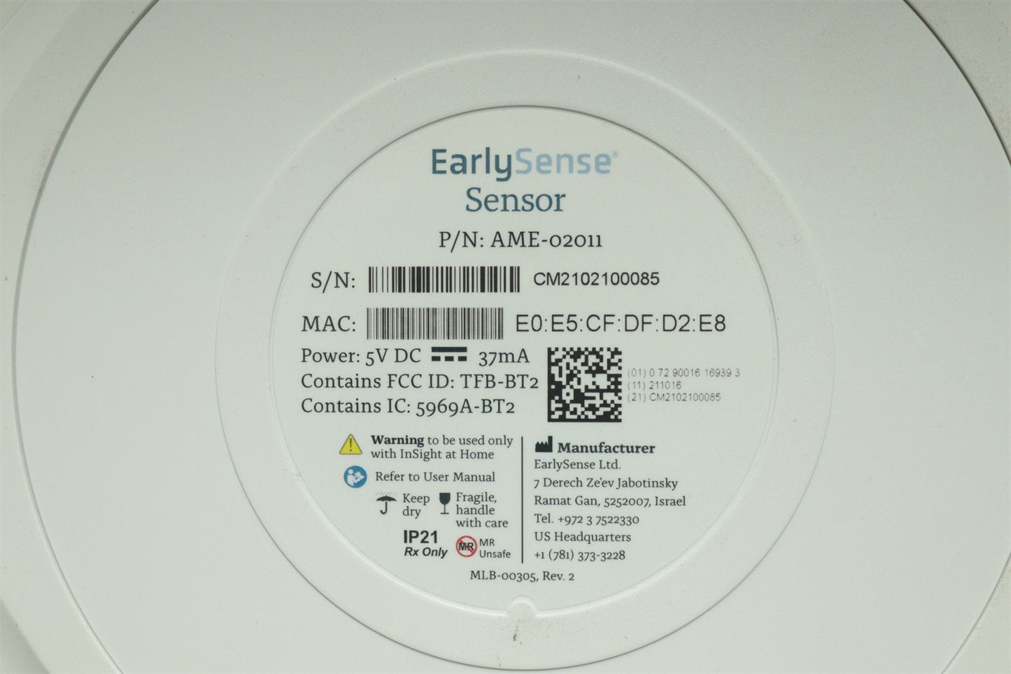EarlySense Noomi Wellness Solution, Device + Cradle + Sensor