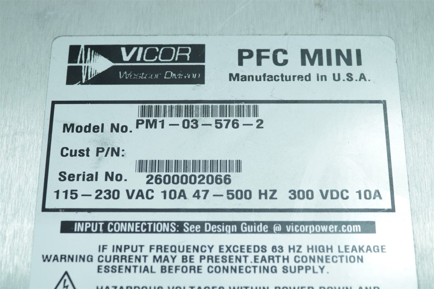 Victor PFC Mini Corrected AC-DC Switcher Power Supply PM1-03-576-2