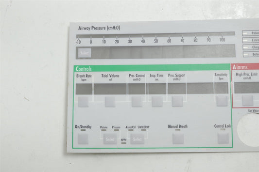 Pulmonetic Systems Air Pressure Ventilator LTV 950 Display Front Panel